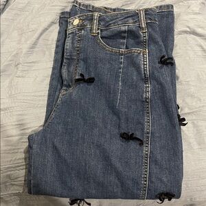 Pilcro Denim Straight Leg Jeans with Bow Details
